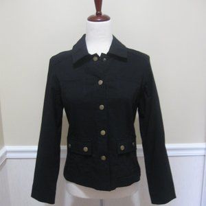 Optimum Lightweight Basic Black Jacket sz 6 Petite Brass Grommets